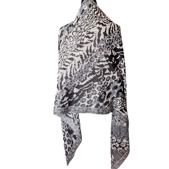 Modern Expressions Black & Taupe Animal Print Wrap Scarf - Picture 3 of 7